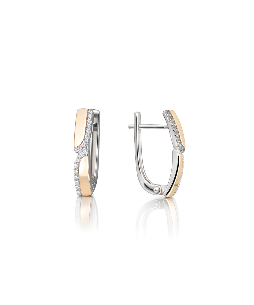 Sidabriniai auskarai dengti auksu su cirkoniais