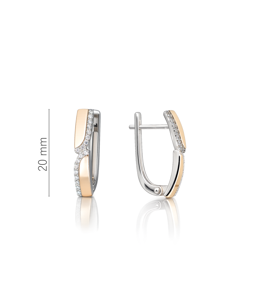 Sidabriniai auskarai dengti auksu su cirkoniais