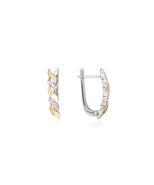 Sidabriniai auskarai dengti auksu su cirkoniais