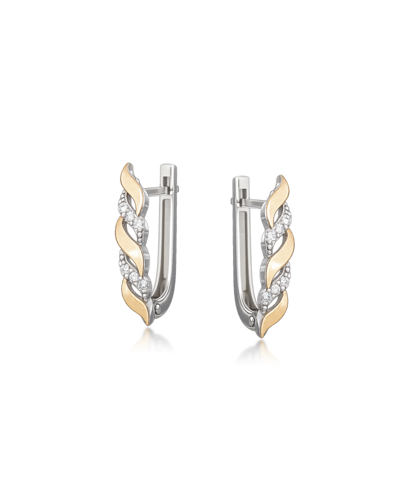 Sidabriniai auskarai dengti auksu su cirkoniais