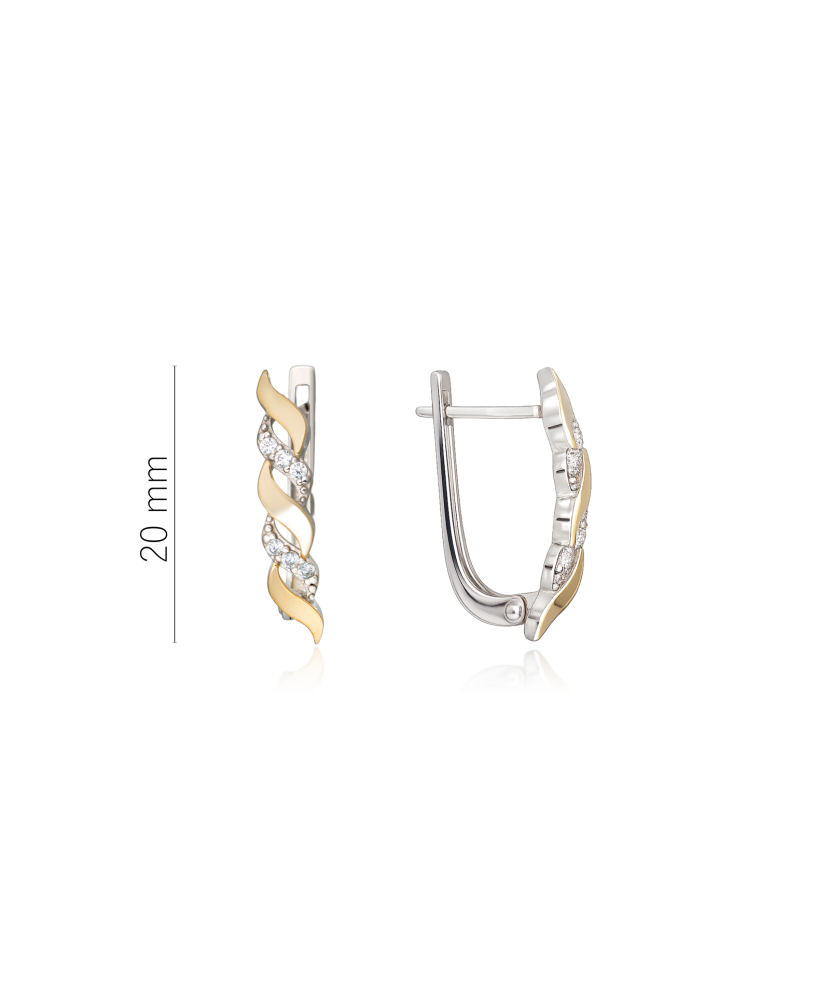 Sidabriniai auskarai dengti auksu su cirkoniais