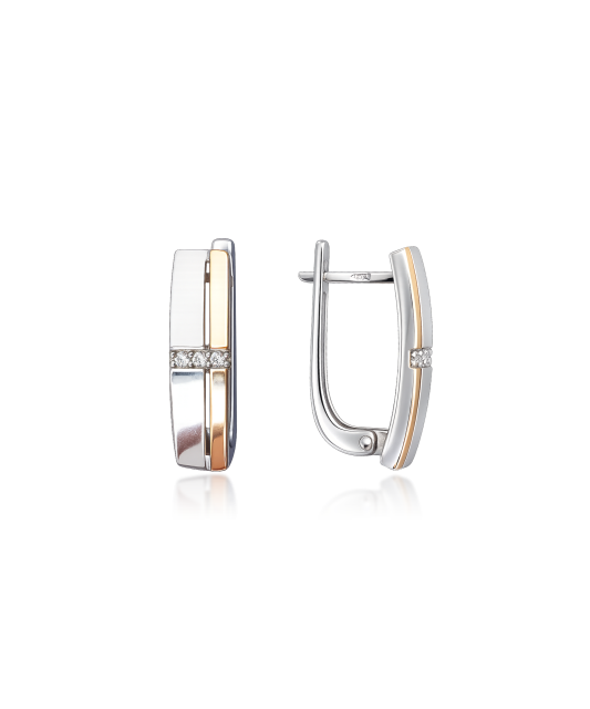 Sidabriniai auskarai dengti auksu su cirkoniais