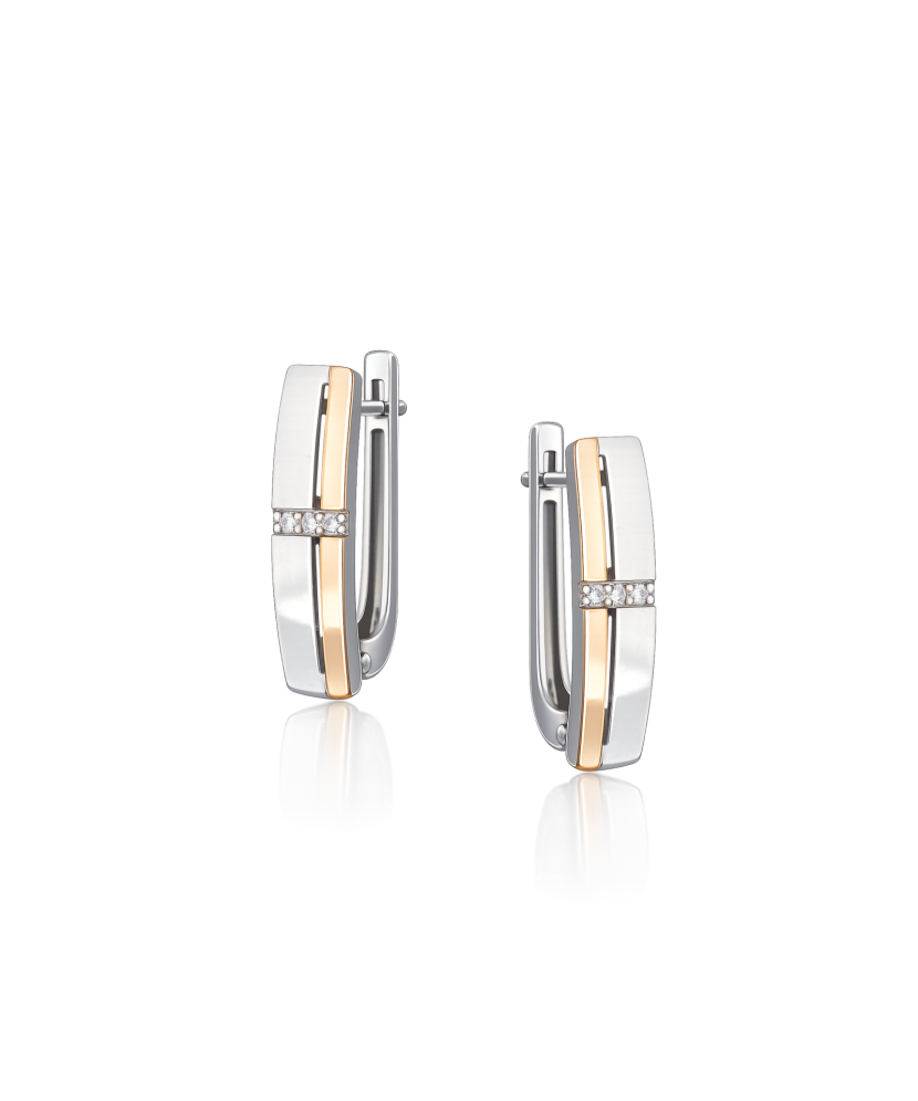 Sidabriniai auskarai dengti auksu su cirkoniais