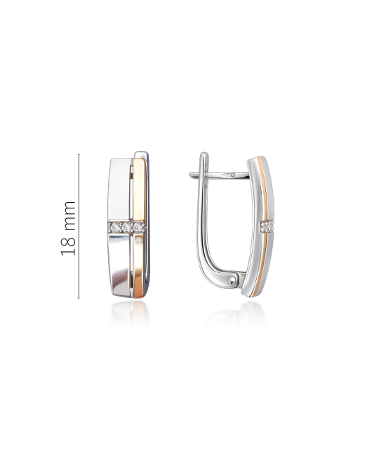 Sidabriniai auskarai dengti auksu su cirkoniais