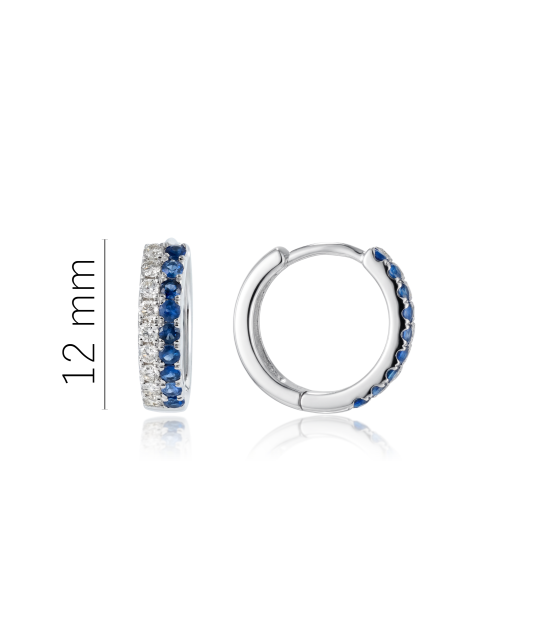 Balto aukso auskarai su safyrais ir deimantais