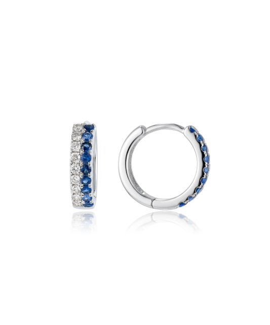 Balto aukso auskarai su safyrais ir deimantais