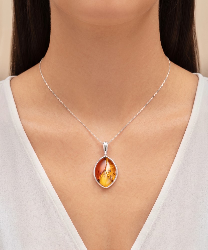 Sidabrinis pakabukas su gintarais  - Goldinga