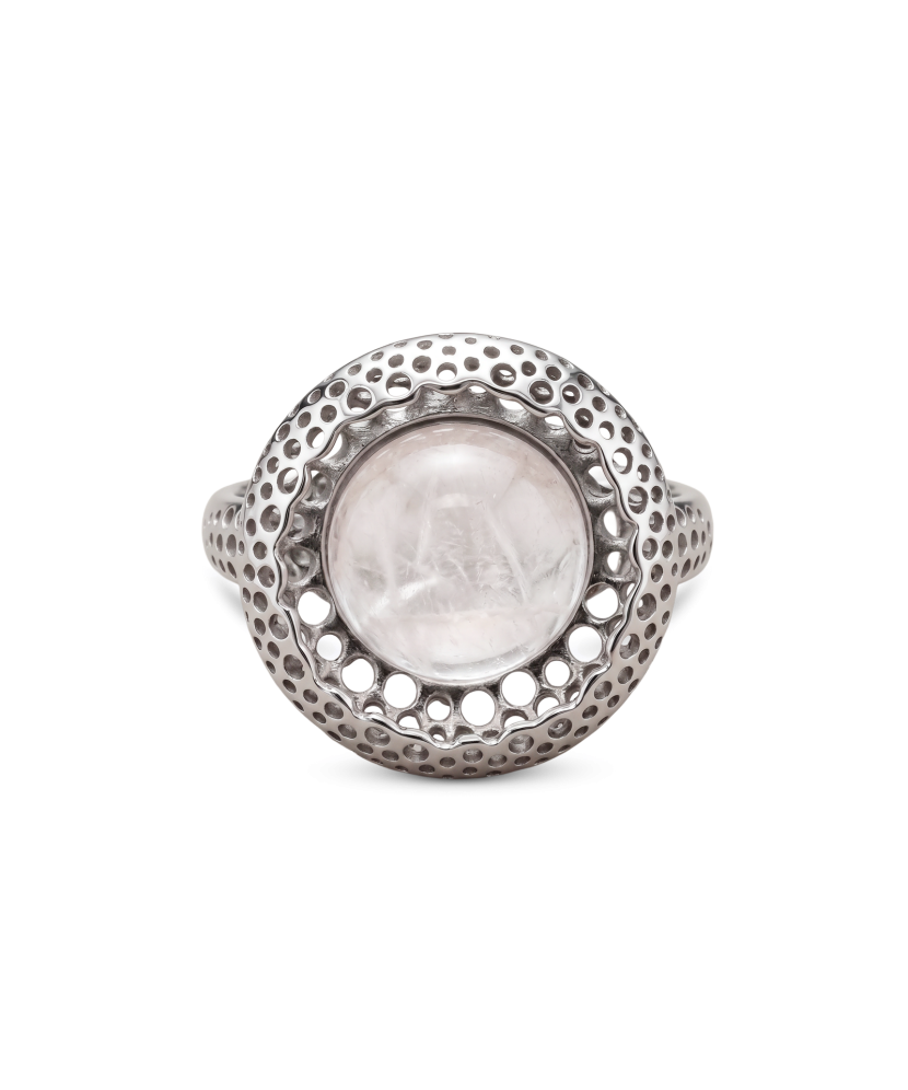 Sidabrinis žiedas su rožiniu kvarcu