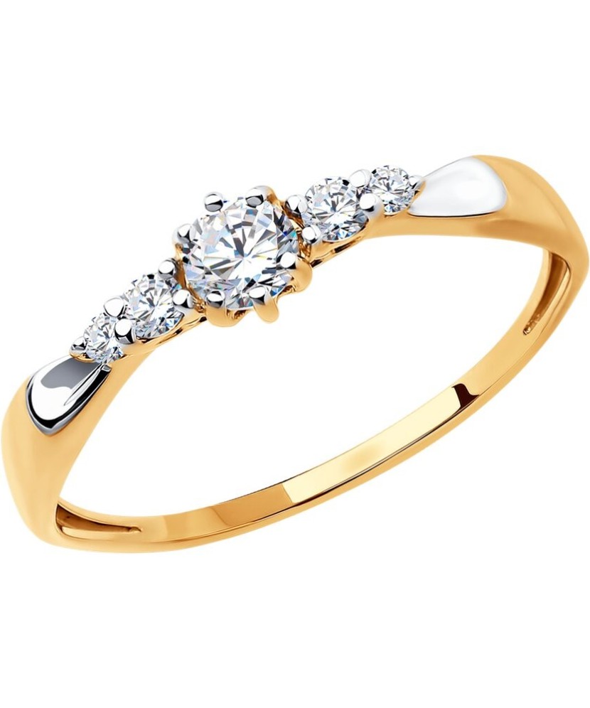 Auksinis žiedas su cirkoniais - Auksiniai žiedai - Goldinga