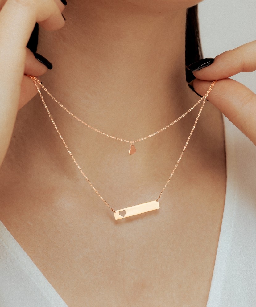 Dviguba auksinė grandinėlė su pakabukais