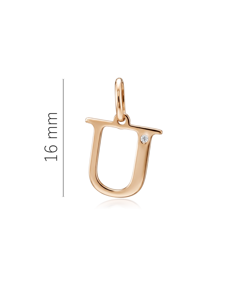 Auksinis pakabukas su deimantu raidė U