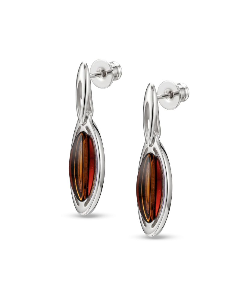 Sidabriniai auskarai su gintaru