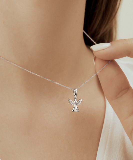 Balto aukso pakabukas su cirkoniu "Angelas"