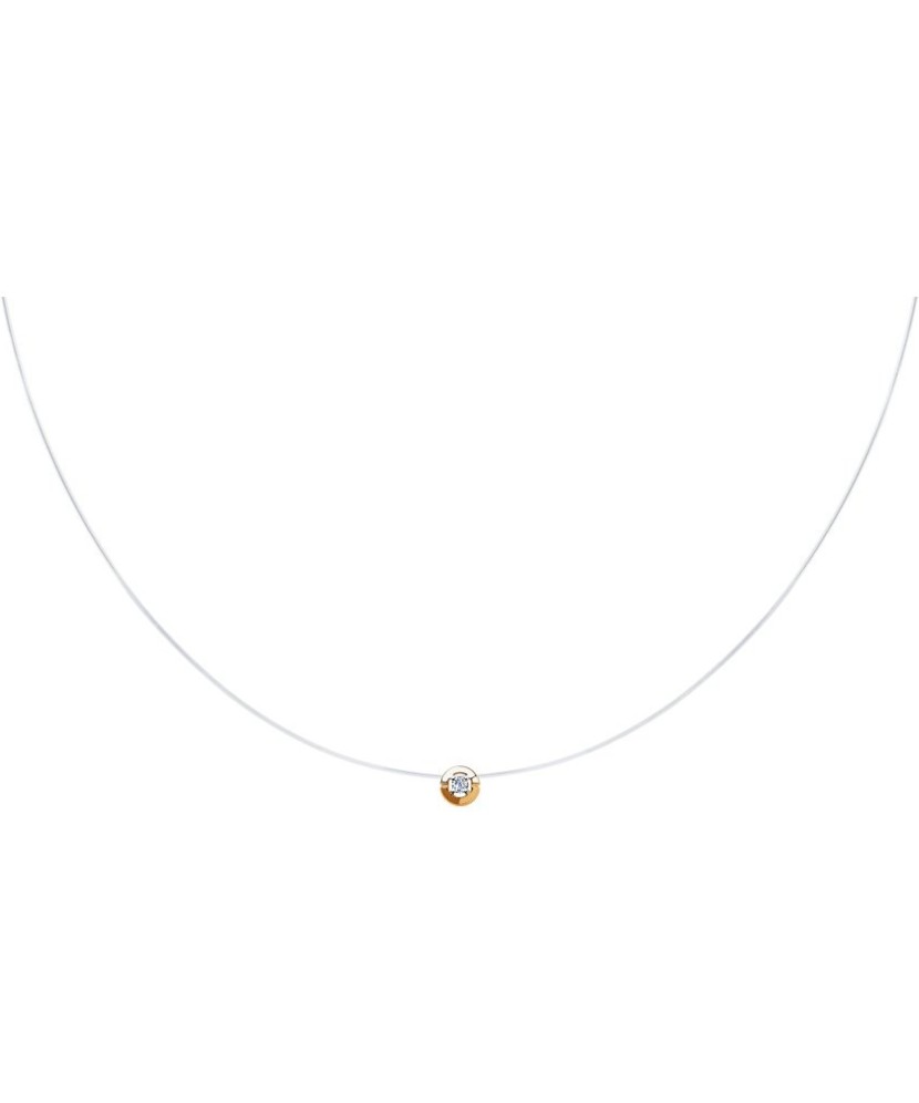 Auksinis pakabukas su cirkoniu ant skaidraus silikoninio siūlo - Auksinės grandinėlės su pakabukais - Goldinga