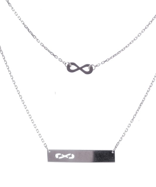 Dviguba sidabrinė grandinėlė su pakabukais "begalybė" - Sidabrinės grandinėlės - Goldinga