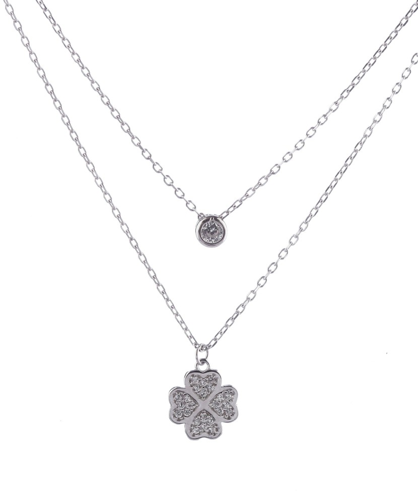 Dviguba sidabrinė grandinėlė su cirkonio pakabukais - Sidabrinės grandinėlės - Goldinga