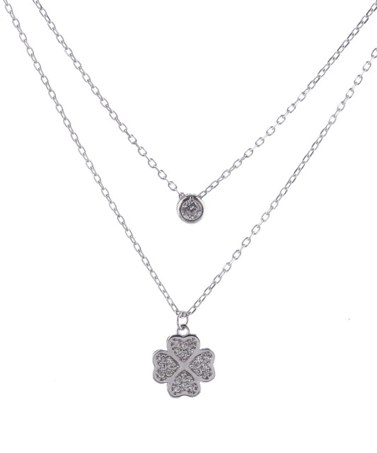 Dviguba sidabrinė grandinėlė su cirkonio pakabukais - Sidabrinės grandinėlės - Goldinga