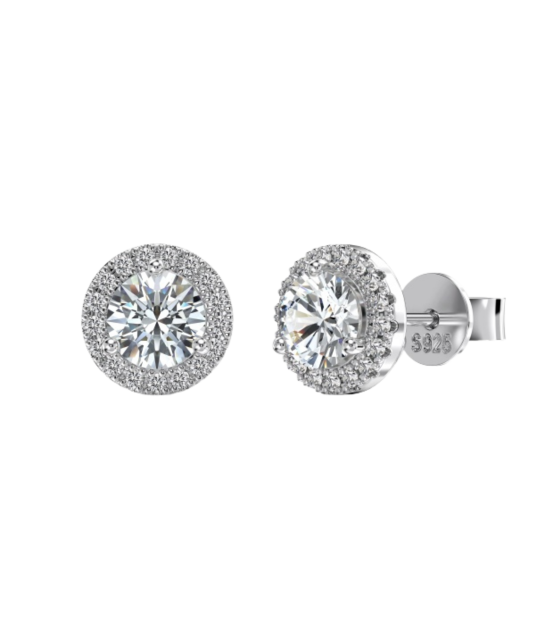 Sidabriniai auskarai su moisanitais 0,5CT