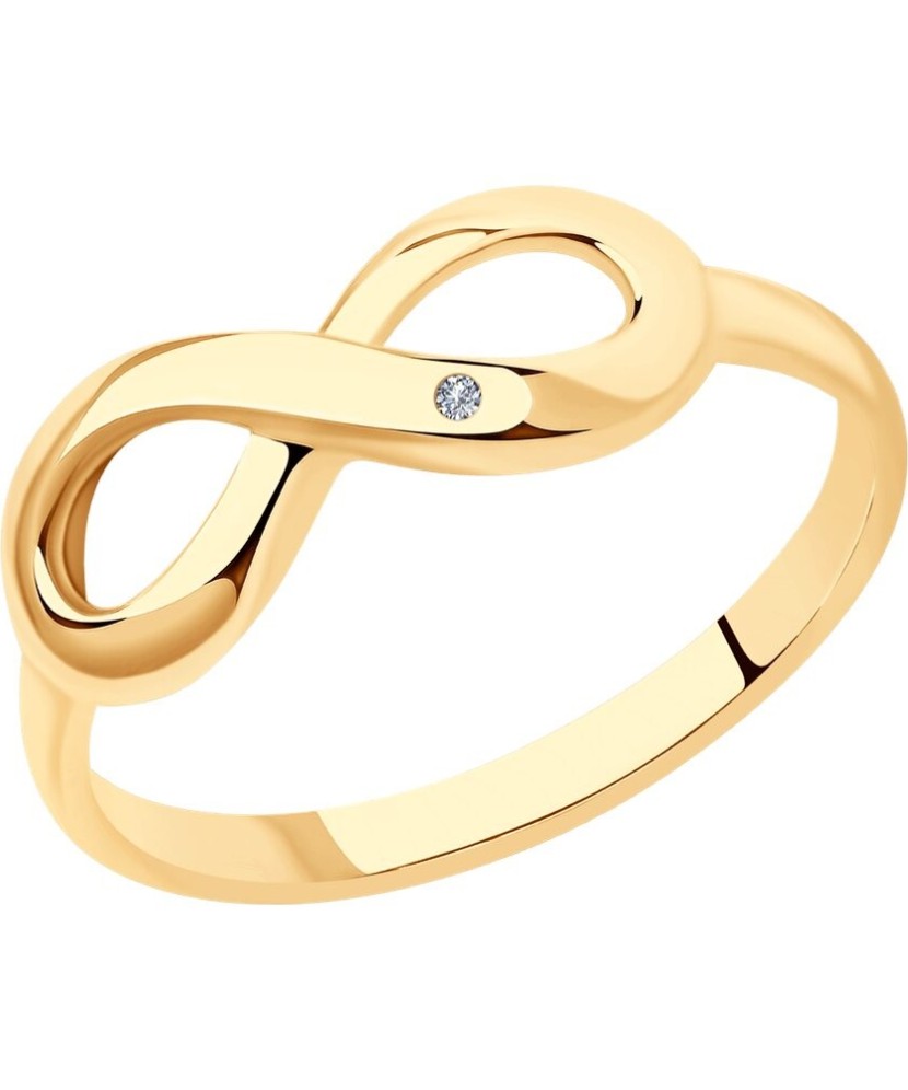 Paauksuotas sidabrinis žiedas su deimantu - Sidabriniai žiedai su brangakmeniais - Goldinga