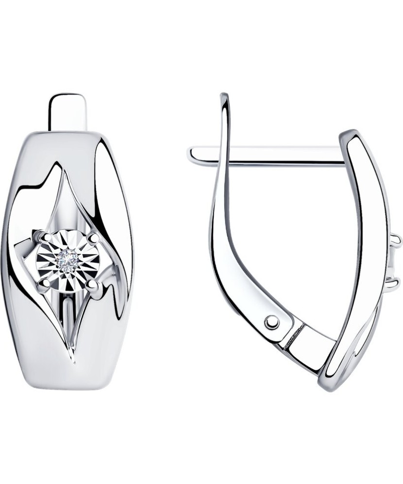 Sidabriniai auskarai su briliantais - Sidabriniai auskarai su brangakmeniais - Goldinga