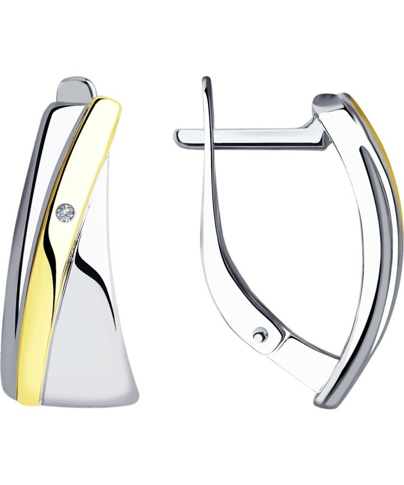 Sidabriniai auskarai su briliantais - Auskarai - Goldinga