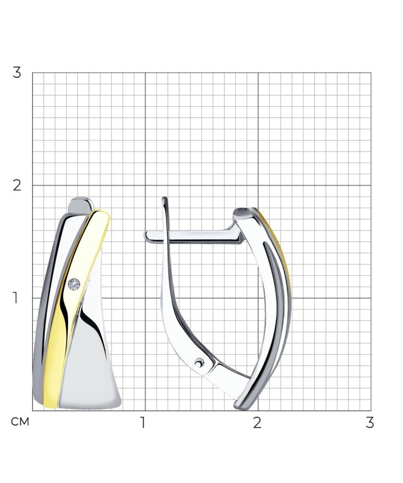 Sidabriniai auskarai su briliantais - Auskarai - Goldinga