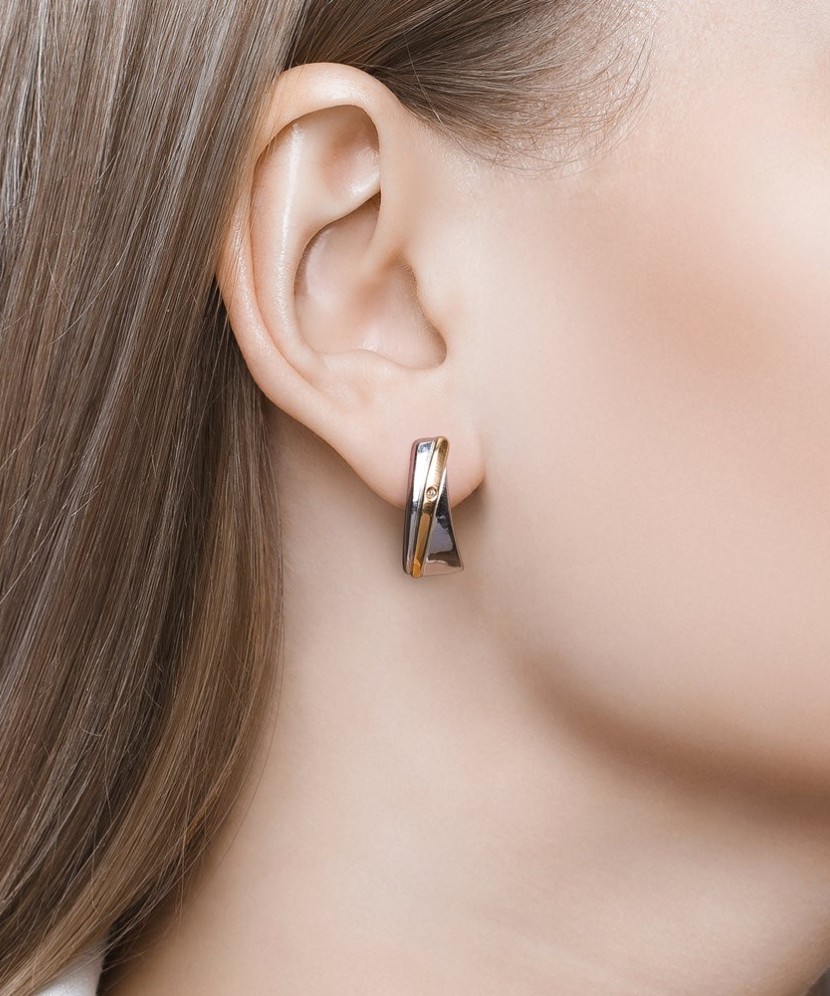 Sidabriniai auskarai su briliantais - Auskarai - Goldinga