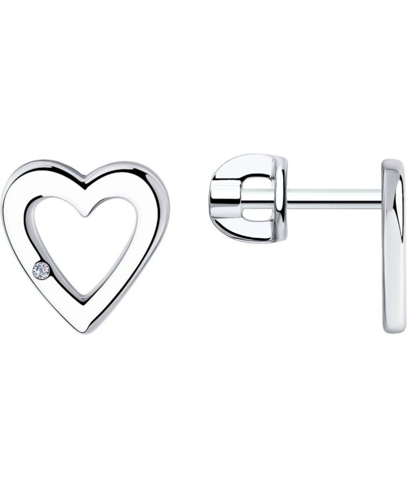 Sidabriniai auskarai su deimantais"Širdutės" - Sidabriniai auskarai su brangakmeniais - Goldinga