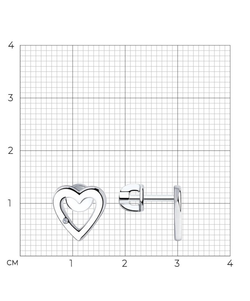 Sidabriniai auskarai su deimantais"Širdutės" - Sidabriniai auskarai su brangakmeniais - Goldinga