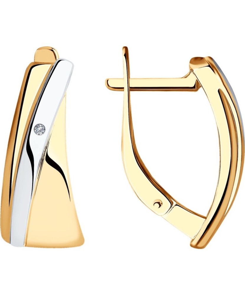 Paauksuoti sidabriniai auskarai su briliantais - Auskarai - Goldinga