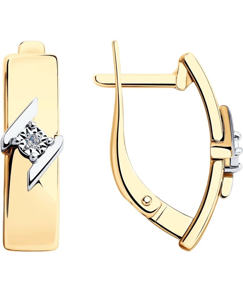 Paauksuoti sidabriniai auskarai su briliantais - Auksiniai Auskarai su brangakmeniais - Goldinga