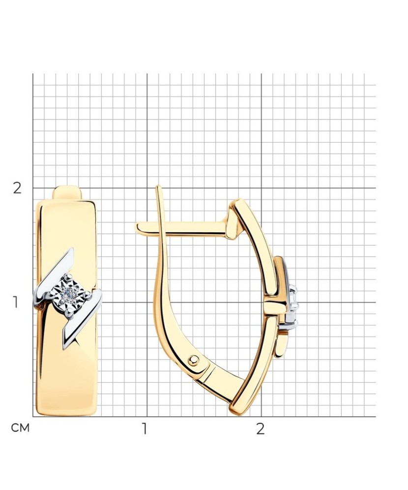 Paauksuoti sidabriniai auskarai su briliantais - Auksiniai Auskarai su brangakmeniais - Goldinga