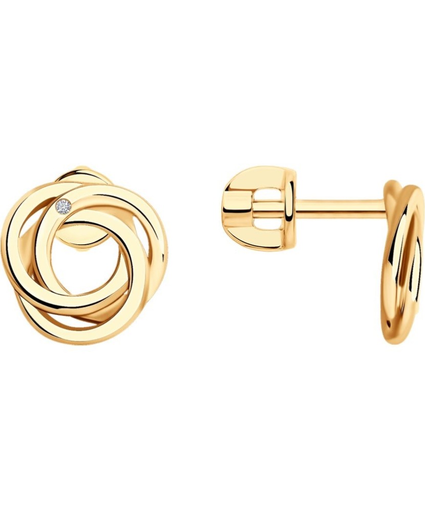 Paauksuoti sidabriniai auskarai su briliantais - Sidabriniai auskarai su brangakmeniais - Goldinga