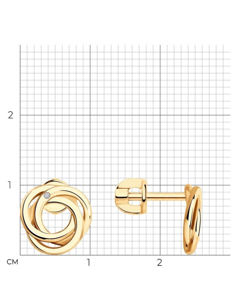 Paauksuoti sidabriniai auskarai su briliantais - Sidabriniai auskarai su brangakmeniais - Goldinga