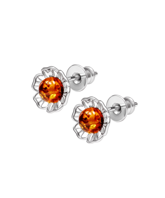 Sidabriniai auskarai su gintaru