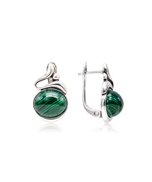 Sidabriniai auskarai su malachitu