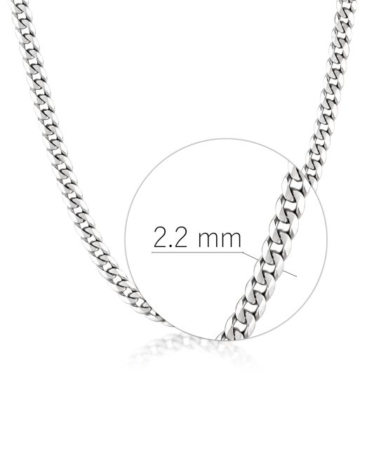 Sidabrinė grandinėlė "Curb" 2.2mm