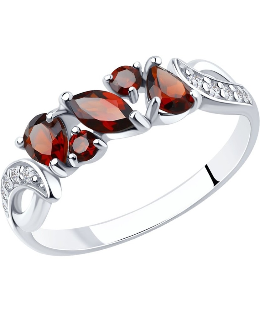 Sidabrinis žiedas su raudonaisiais granatais - Sidabriniai žiedai - Goldinga