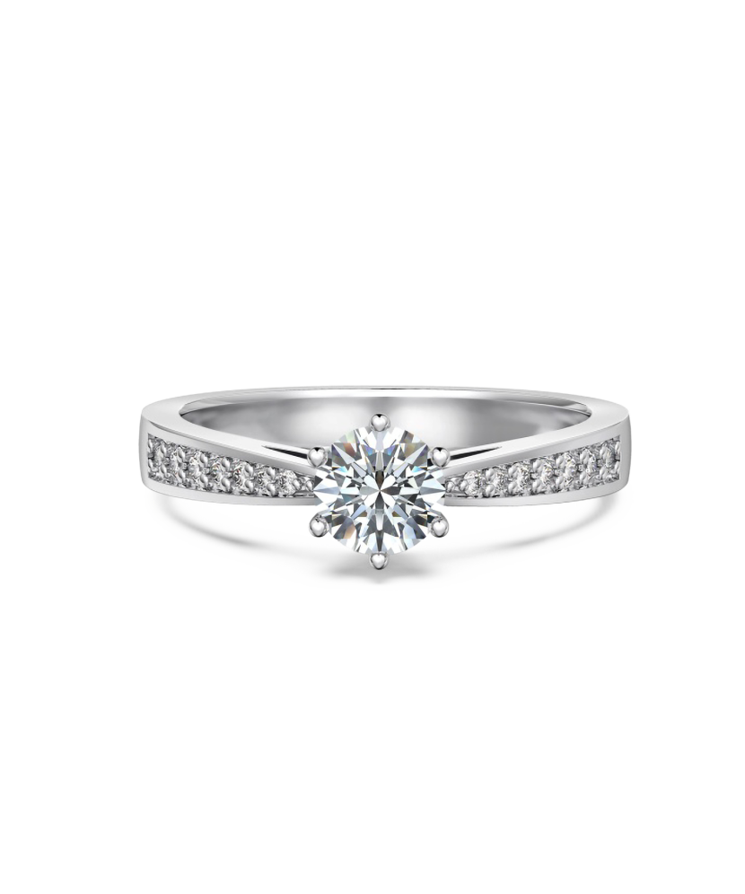 Sidabrinis žiedas su moisanitais 0.5ct