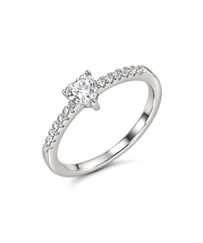 Sidabrinis žiedas su moisanitais "Širdelė" 0.5ct