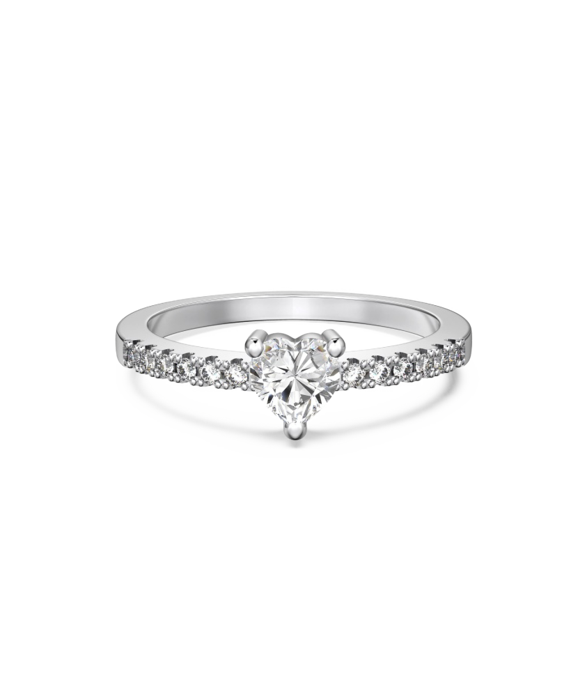 Sidabrinis žiedas su moisanitais "Širdelė" 0.5ct