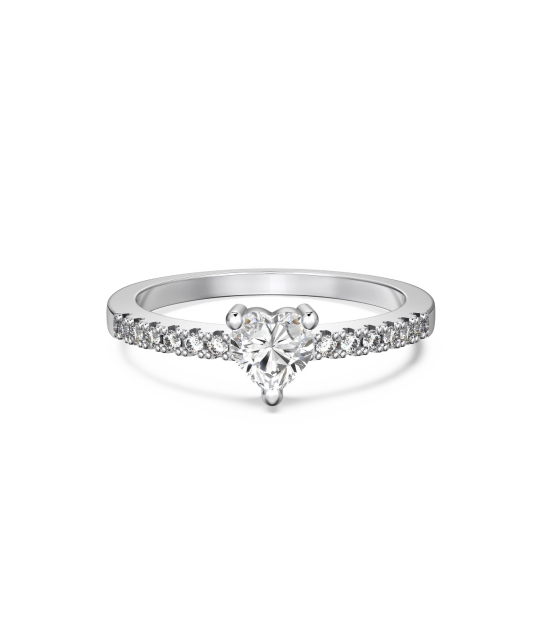 Sidabrinis žiedas su moisanitais "Širdelė" 0.5ct