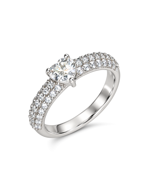 Sidabrinis žiedas su moisanitais "Širdelė" 0.8ct