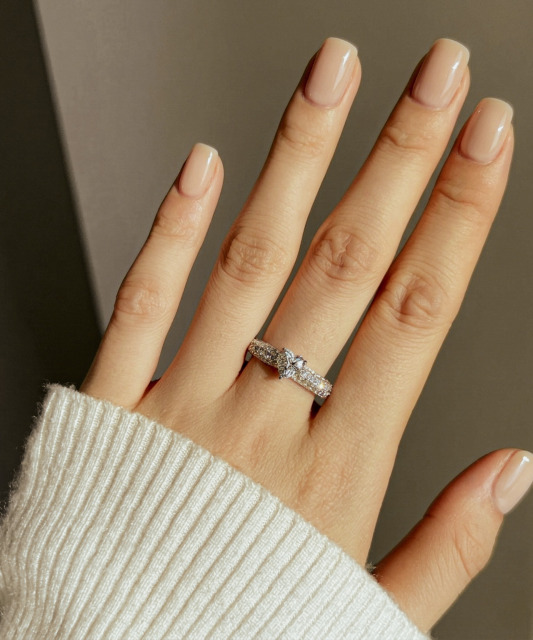 Sidabrinis žiedas su moisanitais "Širdelė" 0.8ct