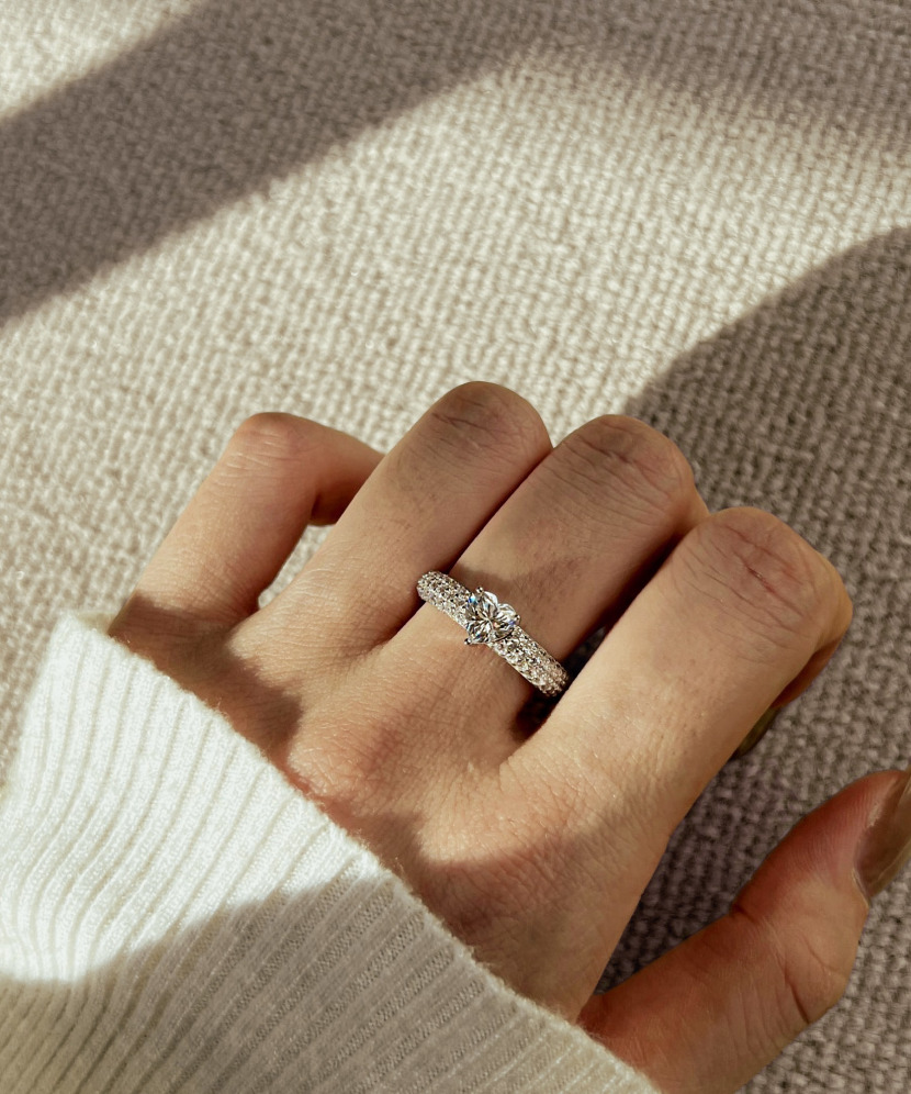 Sidabrinis žiedas su moisanitais "Širdelė" 0.8ct