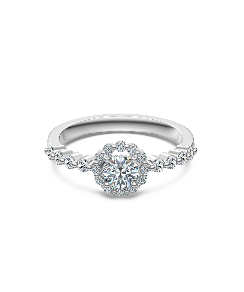 Sidabrinis žiedas su moisanitais 0.86ct