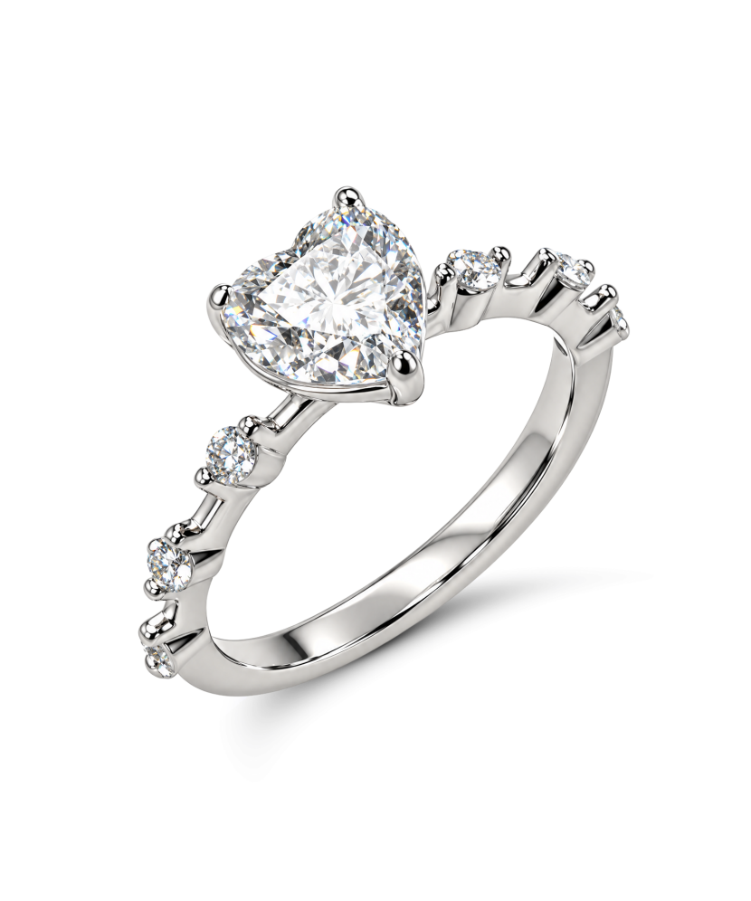 Sidabrinis žiedas su moisanitais "Širdelė" 1.2ct