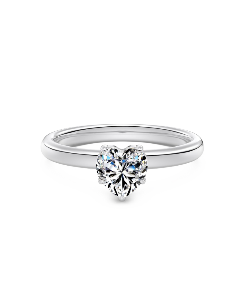 Sidabrinis žiedas su moisanitu "Širdelė" 0.5ct