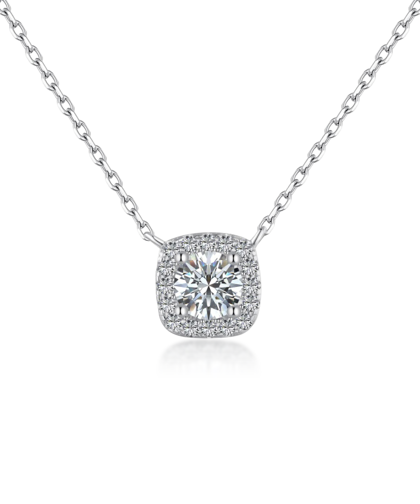 Sidabrinė grandinėlė su moisanito pakabuku 0.5ct