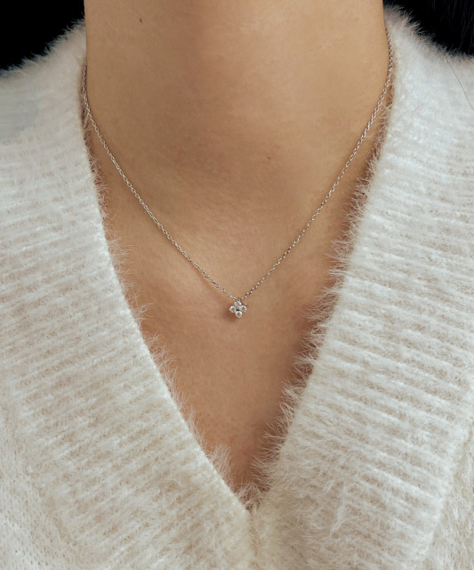 Sidabrinė grandinėlė su moisanito pakabuku 0.18ct